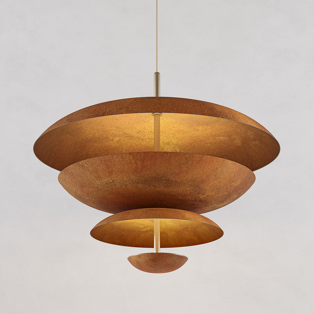 Cosmic Rust Pendant, Luxury Artisan Brass Lighting