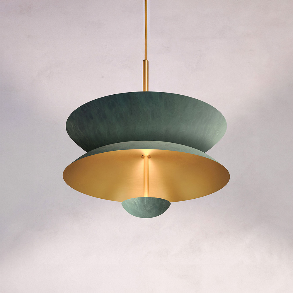 Pendant Duo Verdigris 50cm